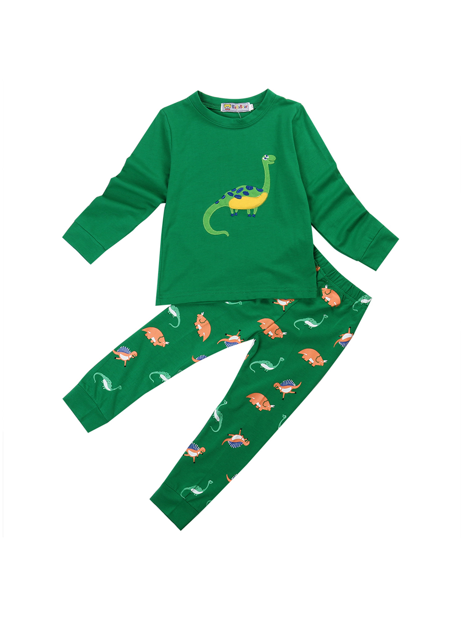 Toddler Baby Boy Dinosaur Pajamas 2 Piece Long Sleeve T-Shirt and Dino Pants Cotton Pjs Clothes Set